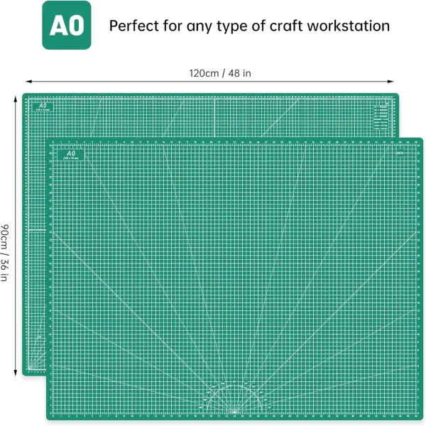 Headley Tools Thickened 36 x 48 Inch Self Healing Sewing Cutting Mat, A0 Rotary Cutting Sewing Mat for Crafts, Double Sided 5-Ply Table Cutting Board for Fabric Quilting Leather Hobby, Green