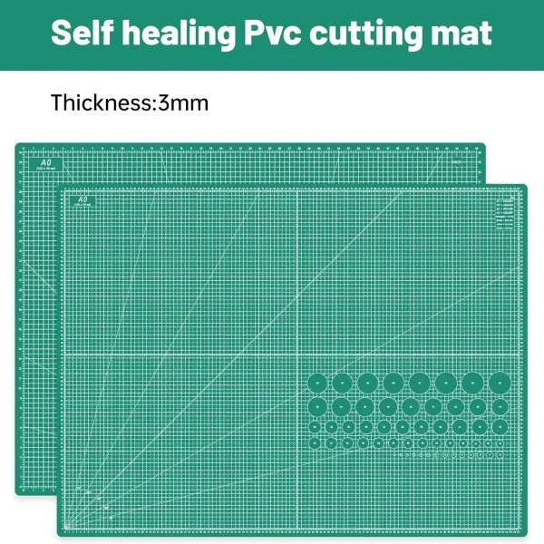 Headley Tools Thickened 36 x 48 Inch Self Healing Sewing Cutting Mat, A0 Rotary Cutting Sewing Mat for Crafts, Double Sided 5-Ply Table Cutting Board for Fabric Quilting Leather Hobby, Green