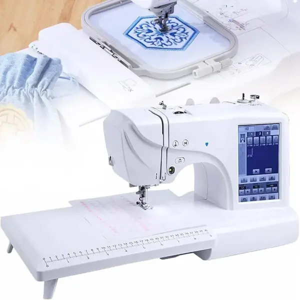 Electric Embroidery Machine, Automatic Sewing Machine with Large LCD Touch Screen, DIY Embroidery Tool, Built-in 210 Letters and 30 Pattern Borders, Simplified Sewing