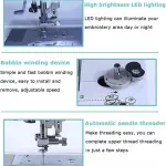 Electric Embroidery Machine, Automatic Sewing Machine with Large LCD Touch Screen, DIY Embroidery Tool, Built-in 210 Letters and 30 Pattern Borders, Simplified Sewing