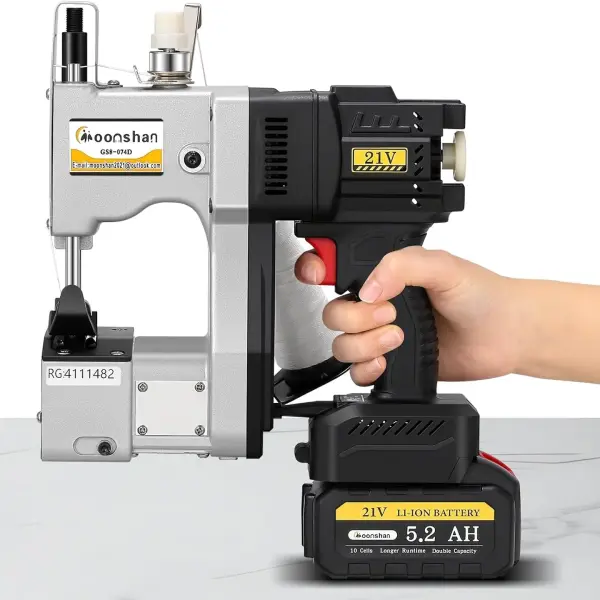 Cordless Bag Closer Machine, Adjustable Speed Industrial Bag Closing Machine Bag Sewing Machine Aluminum Alloy for Packing Woven Bags Leather GS8-074D