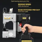 Cordless Bag Closer Machine, Adjustable Speed Industrial Bag Closing Machine Bag Sewing Machine Aluminum Alloy for Packing Woven Bags Leather GS8-074D
