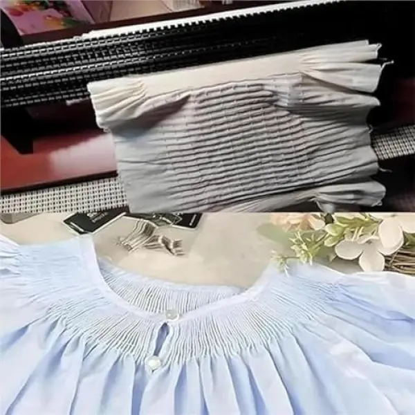Smocking Pleater Machine,24 Row Smocking Pleater with 24 Sewing Needles & Tool Kit, 47 Positions, Even Fabric Folds, 0.5 cm Stitch Spacing, for Costume & Craft Sewing