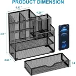 Marbrasse Mesh Pen Holder for Desk, Multi-Functional Pencil Organizer with Drawer, Desk Organizers and Accessories for Office Art Supplies (Black)