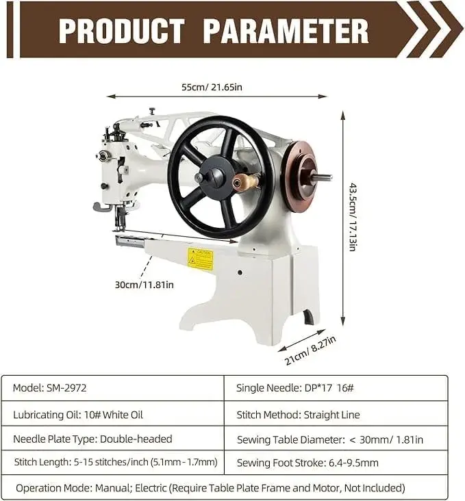 11.8" Handcrafted Shoe Repair Machine - 500 SPM High-Speed Sewing Tool
