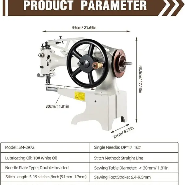11.8" Handcrafted Shoe Repair Machine - 500 SPM High-Speed Sewing Tool