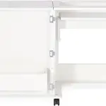 Arrow Sewing Classic Furniture “Judy” Sewing Cabinet: Portable, Folding, Compact, Locking Wheels, with Storage Bin and Hydraulic Machine Lift-White