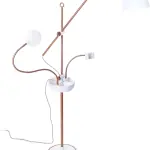 Daylight Company Anita Floor Lamp – Professional Craft & Sewing Light with 95+ CRI, 2600 Lux Dimmable LEDs, 3 Color Modes – Includes Magnifier, Phone Clamp, and Tool Tray – Matte White/Copper