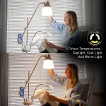 Daylight Company Anita Floor Lamp – Professional Craft & Sewing Light with 95+ CRI, 2600 Lux Dimmable LEDs, 3 Color Modes – Includes Magnifier, Phone Clamp, and Tool Tray – Matte White/Copper