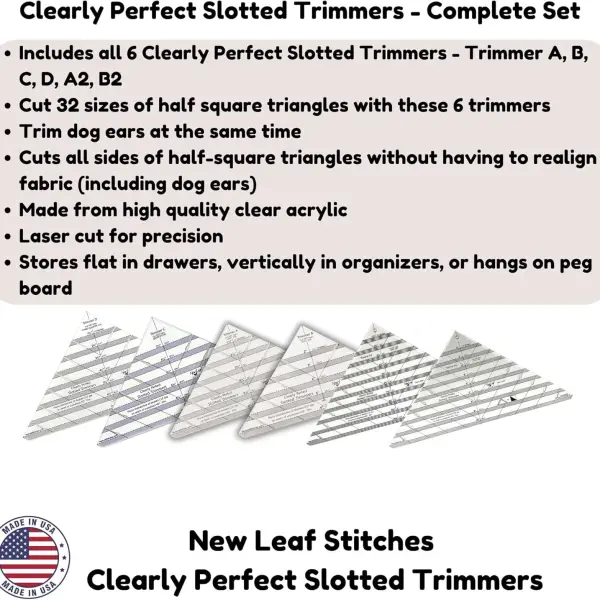 Clearly Perfect Slotted Trimmers ~ Complete Set ~ by New Leaf Stitches