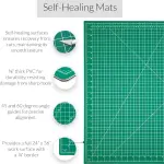 WA Portman Self Healing Cutting Mat & Rotary Cutter Set 45mm Rotary Cutter for Fabric with 5 Extra Blades with 24x36 Fabric Cutting Mat & 6x24 Acrylic Quilting Ruler - 3pc Sewing Kit