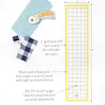 WA Portman Self Healing Cutting Mat & Rotary Cutter Set 45mm Rotary Cutter for Fabric with 5 Extra Blades with 24x36 Fabric Cutting Mat & 6x24 Acrylic Quilting Ruler - 3pc Sewing Kit