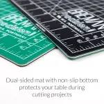 WA Portman Self Healing Cutting Mat & Rotary Cutter Set 45mm Rotary Cutter for Fabric with 5 Extra Blades with 24x36 Fabric Cutting Mat & 6x24 Acrylic Quilting Ruler - 3pc Sewing Kit