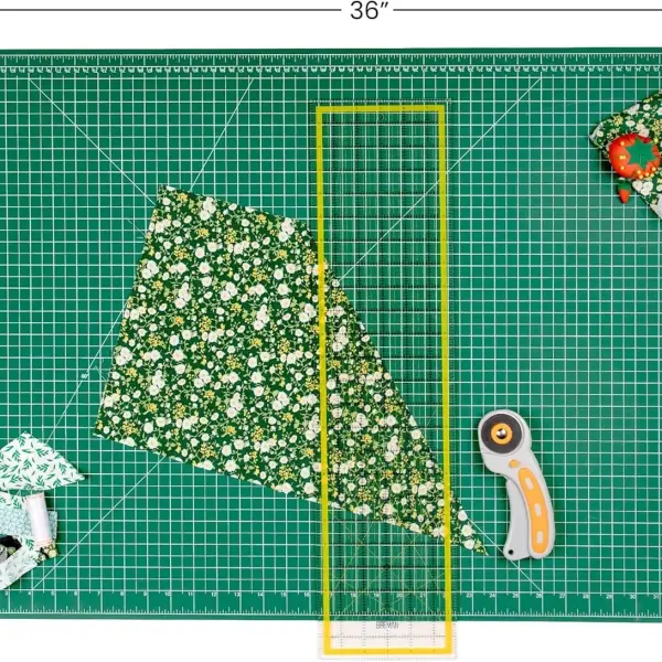 WA Portman Self Healing Cutting Mat & Rotary Cutter Set 45mm Rotary Cutter for Fabric with 5 Extra Blades with 24x36 Fabric Cutting Mat & 6x24 Acrylic Quilting Ruler - 3pc Sewing Kit