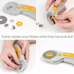 WA Portman Self Healing Cutting Mat & Rotary Cutter Set 45mm Rotary Cutter for Fabric with 5 Extra Blades with 24x36 Fabric Cutting Mat & 6x24 Acrylic Quilting Ruler - 3pc Sewing Kit