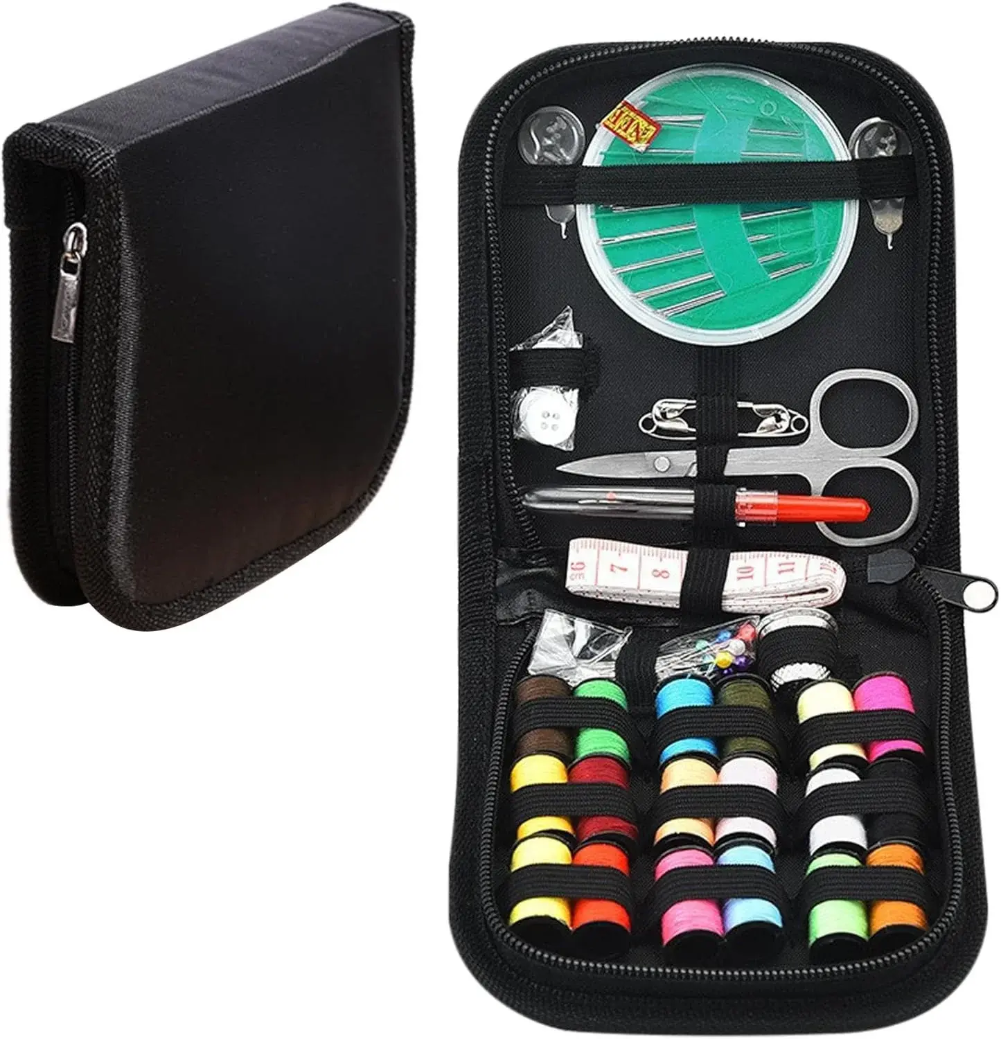 67 PCS Sewing Kit Box with Tailoring Tools, Thread Box Set, Scissors, Needles, 18Pcs Thread Spools, Tape Measure – Mini Sewing Kit for DIY, Beginners, Home, Emergency, Stitching Accessories