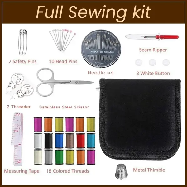 67 PCS Sewing Kit Box with Tailoring Tools, Thread Box Set, Scissors, Needles, 18Pcs Thread Spools, Tape Measure – Mini Sewing Kit for DIY, Beginners, Home, Emergency, Stitching Accessories