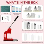 Button Maker Multiple Sizes - DIY Press 1.25 inch+2.25 inch+3 inch, Removable Badge Machine With 300 Parts Supplies, Circle Cutter and Cutting Mat
