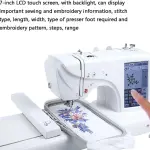Automatic Sewing Machine Electric Embroidery Machine 96Built-in Designs DIY Embroidery Tool, with 4" x 9.2" Embroidery Area and LCD Touch Screen