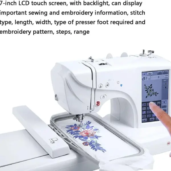 Automatic Sewing Machine Electric Embroidery Machine 96Built-in Designs DIY Embroidery Tool, with 4" x 9.2" Embroidery Area and LCD Touch Screen