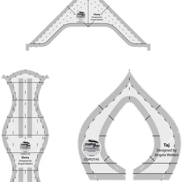 Creative Grids Machine Quilting Tool 3 Pack - Taj, Elvira, Chevy - Designed by Angela Walters