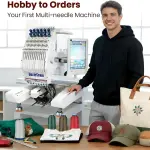 15-Needle Commercial Embroidery Machine, 12"x 8" Embroidery Area, Easy to Use for Flat Embroidery, Hats, T-Shirts, Auto Color Change & Trim, Supports WiFi/USB Transfer (15 Machine Only)