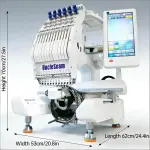 15-Needle Commercial Embroidery Machine, 12"x 8" Embroidery Area, Easy to Use for Flat Embroidery, Hats, T-Shirts, Auto Color Change & Trim, Supports WiFi/USB Transfer (15 Machine Only)