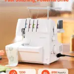 VEVOR Serger Overlock Sewing Machine, 1250 Stitches Per Minute, 2-3-4 Thread Capability, 0.7-2 Adjustable Differential Feed, with Free Arm and LED Light, Sewing Machine for Various Fabrics, White