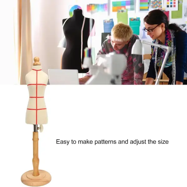 Premium Female Dress Form, Professional Tailoring Tool, Adjustable Height, Beechwood and Canvas Material, Stable Wooden Frame, Easy Sewing and (Yellow)