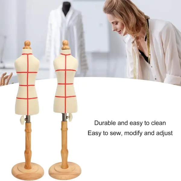 Premium Female Dress Form, Professional Tailoring Tool, Adjustable Height, Beechwood and Canvas Material, Stable Wooden Frame, Easy Sewing and (Yellow)