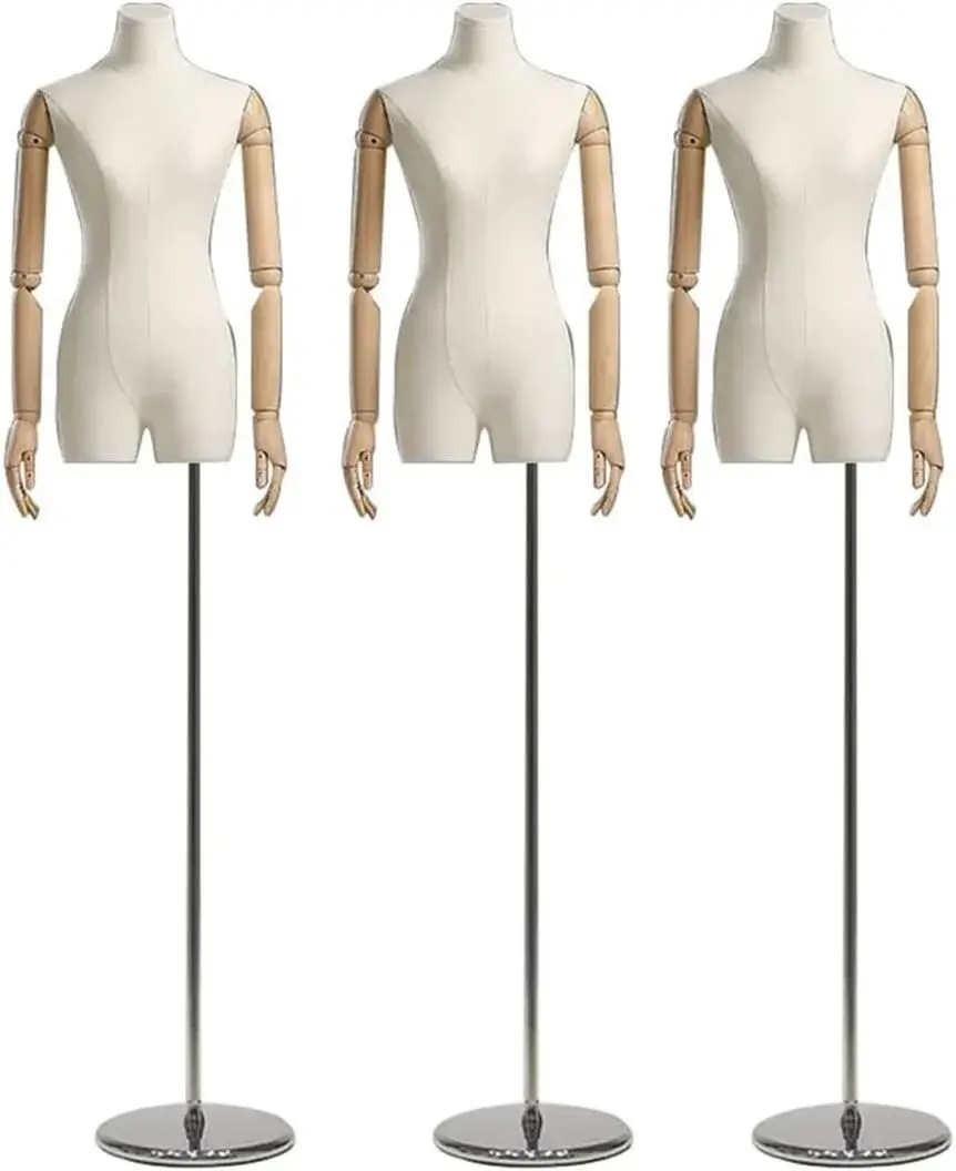 3Pcs Adjustable Dress Form Mannequin Torso, 59-86.6in Height, Detachable Head & Wooden Arms, Perfect for Clothing, Jewelry Display & Tailoring, Small Size Sewing Tool