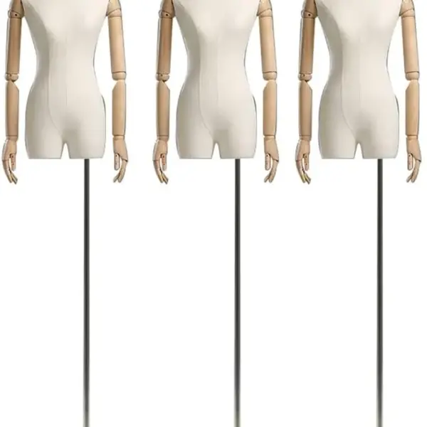 3Pcs Adjustable Dress Form Mannequin Torso, 59-86.6in Height, Detachable Head & Wooden Arms, Perfect for Clothing, Jewelry Display & Tailoring, Small Size Sewing Tool