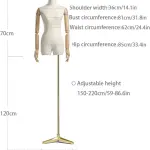 3Pcs Adjustable Dress Form Mannequin Torso, 59-86.6in Height, Detachable Head & Wooden Arms, Perfect for Clothing, Jewelry Display & Tailoring, Small Size Sewing Tool