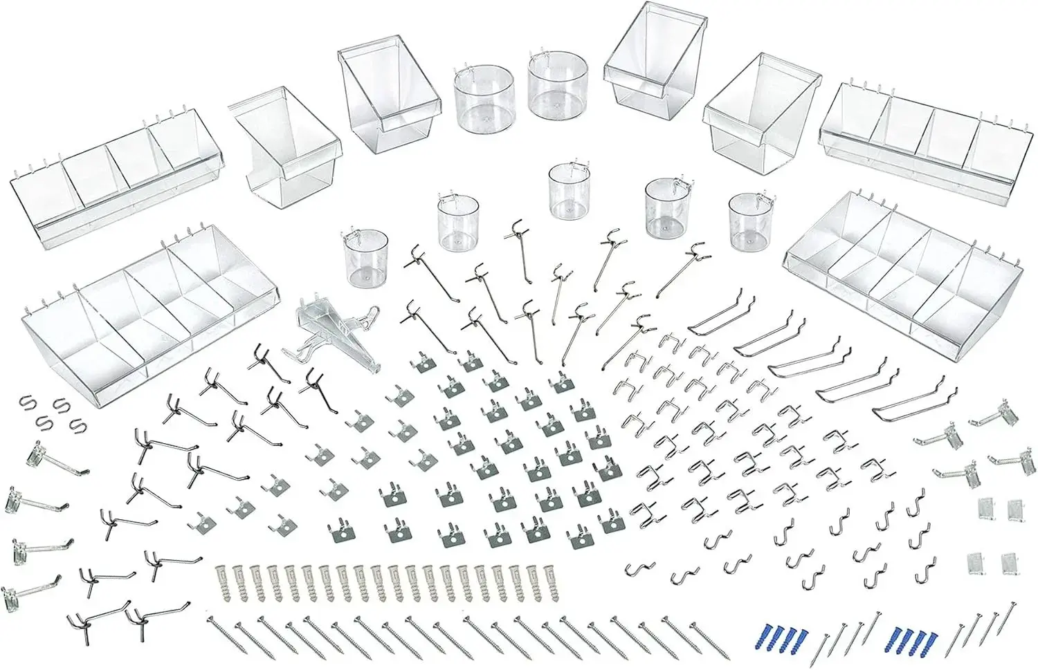 Azar Displays - 900960-190-Piece XLarge Pegboard Organizer Accessory Kit, Hooks Assortment for Tools and Storage System. Hardware Hooks and Bins.