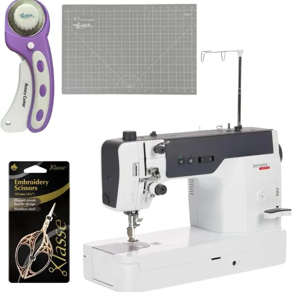 Ber­net­te b08 Straight Stitch Sewing Machine with Rotary Cutter, 12×18 Cutting Mat & Scissors