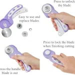 Headley Tools 39 Pcs Rotary Cutter Set - Quilting Kit incl. 45mm Fabric Cutter with 5 Extra Blades, A4 Cutting Mat, 2 Craft Knife Set, Sewing Clips, Ideal for Crafting, Sewing, Patchworking Purple