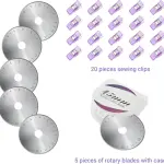 Headley Tools 39 Pcs Rotary Cutter Set - Quilting Kit incl. 45mm Fabric Cutter with 5 Extra Blades, A4 Cutting Mat, 2 Craft Knife Set, Sewing Clips, Ideal for Crafting, Sewing, Patchworking Purple