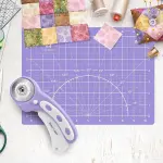 Headley Tools 39 Pcs Rotary Cutter Set - Quilting Kit incl. 45mm Fabric Cutter with 5 Extra Blades, A4 Cutting Mat, 2 Craft Knife Set, Sewing Clips, Ideal for Crafting, Sewing, Patchworking Purple