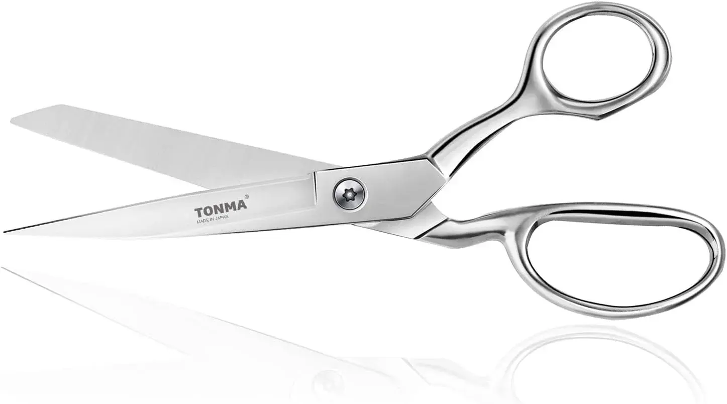 TONMA Sewing Scissors [Made in Japan] 9 Inch Professional Fabric Scissors, Industrial Japanese Solid Stainless Steel Dressmaker Tailor Shears, Ideal for Cutting Cloth Denim Leather, Mirror Finish