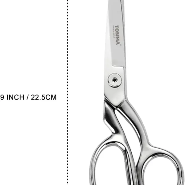 TONMA Sewing Scissors [Made in Japan] 9 Inch Professional Fabric Scissors, Industrial Japanese Solid Stainless Steel Dressmaker Tailor Shears, Ideal for Cutting Cloth Denim Leather, Mirror Finish