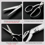 TONMA Sewing Scissors [Made in Japan] 9 Inch Professional Fabric Scissors, Industrial Japanese Solid Stainless Steel Dressmaker Tailor Shears, Ideal for Cutting Cloth Denim Leather, Mirror Finish