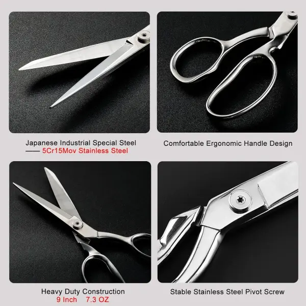 TONMA Sewing Scissors [Made in Japan] 9 Inch Professional Fabric Scissors, Industrial Japanese Solid Stainless Steel Dressmaker Tailor Shears, Ideal for Cutting Cloth Denim Leather, Mirror Finish