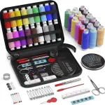 SOFXnng Portable Household Multi-Function Sewing Kit Box DIY Embroidery Handwork Tool Needles Thread Scissor Set Travel Accessories for Travel Home Beginners(Set D 98pcs)