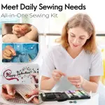 SOFXnng Portable Household Multi-Function Sewing Kit Box DIY Embroidery Handwork Tool Needles Thread Scissor Set Travel Accessories for Travel Home Beginners(Set D 98pcs)