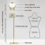 Female Mannequin Dress Form Torso, 47"-83" Height Adjustable Display Mannequin Body with Metal Stand, Retro Manikin for Sewing Clothing Jewelry Market Shop (White, A)
