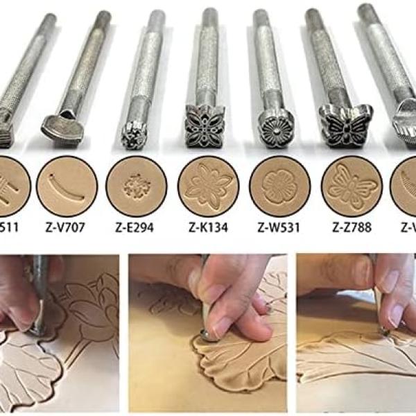 Leather Sewing Kit Professional DIY Leather Craft Tools Kit Hand Sewing Stitching Punch Carving Work Saddle Groover Set Accessories Tool Box(Color:G Set T2)
