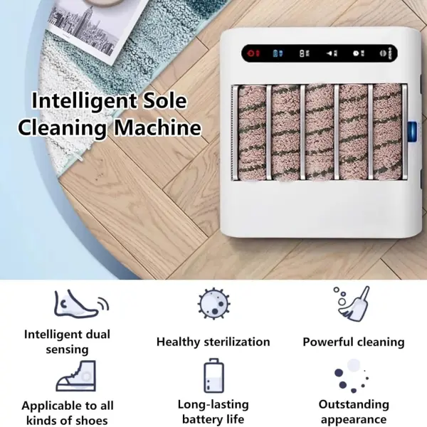 Automatic Shoe Sole Cleaning Machine - Rechargeable Induction Polisher, 260RPM Quick Wipe Brush for Home & Office, Effortless Shoe Care in 5 Seconds