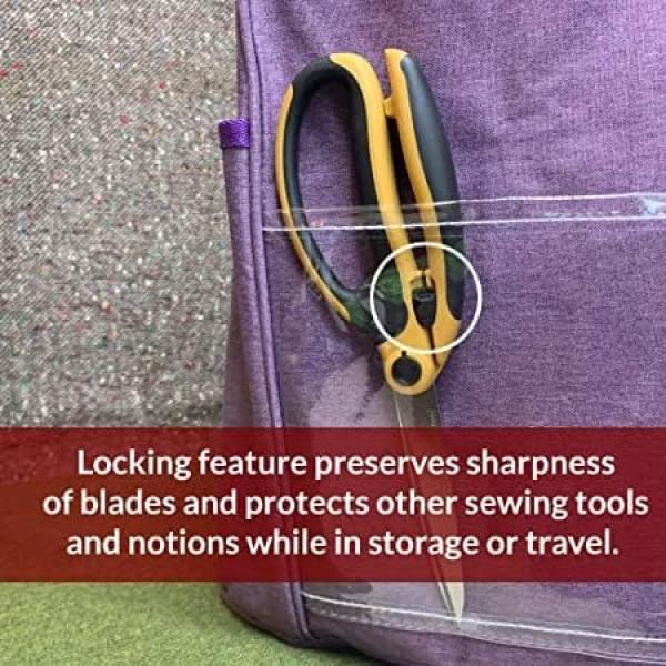 Madam Sew Spring Loaded Scissors | Premium 9.5" Fabric Shears with Precision Blades, Slide Lock, and Anti-Slip Grips | Ideal for Right or Left Hand Sewing | Heavy-Duty All-Purpose Craft Scissors