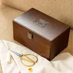Sewing Kit Basket, Wooden Home Sewing Repair Tool Kit Suitable for Beginners Ladies Enthusiasts Men Students Etc,Wood Color