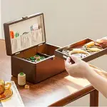 Sewing Kit Basket, Wooden Home Sewing Repair Tool Kit Suitable for Beginners Ladies Enthusiasts Men Students Etc,Wood Color